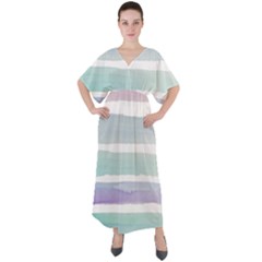 Watercolor V-neck Boho Style Maxi Dress by artworkshop