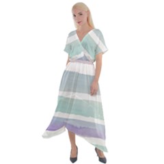 Watercolor Cross Front Sharkbite Hem Maxi Dress by artworkshop