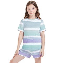 Watercolor Kids  Tee And Sports Shorts Set by artworkshop