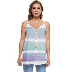 Watercolor Casual Spaghetti Strap Chiffon Top