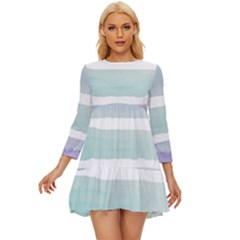 Watercolor Long Sleeve Babydoll Dress