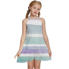 Watercolor Kids  Halter Collar Waist Tie Chiffon Dress by artworkshop