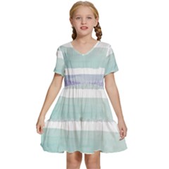 Watercolor Kids  Short Sleeve Tiered Mini Dress