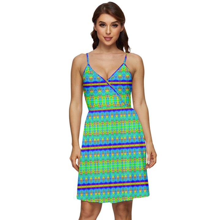 Catching Fractals V-Neck Pocket Summer Dress 