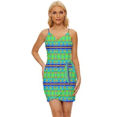 Catching Fractals Wrap Tie Front Dress