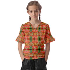 Dreamscape Kids  V-neck Horn Sleeve Blouse by Thespacecampers