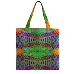 Whimsy Mint Zipper Grocery Tote Bag by Thespacecampers