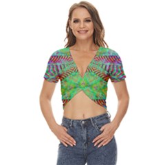 Whimsy Mint Twist Front Crop Top