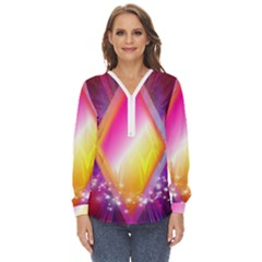 My Diamonds Zip Up Long Sleeve Blouse