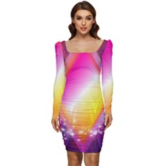 My Diamonds Women Long Sleeve Ruched Stretch Jersey Dress