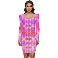 Pinktastic Women Long Sleeve Ruched Stretch Jersey Dress