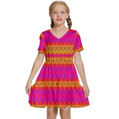 Calming Peace Kids  Short Sleeve Tiered Mini Dress