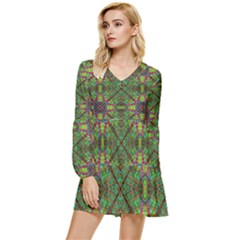 Stringy Time Tiered Long Sleeve Mini Dress