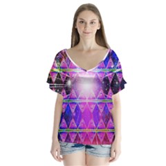 Starburst V-neck Flutter Sleeve Top by Thespacecampers