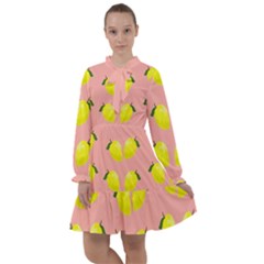 Yellow Lemons On Pink All Frills Chiffon Dress