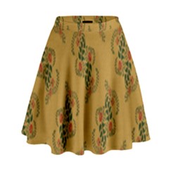 Flowers-001 High Waist Skirt