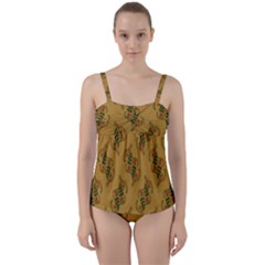 Flowers-001 Twist Front Tankini Set by nate14shop