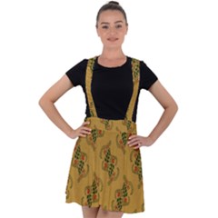 Flowers-001 Velvet Suspender Skater Skirt by nate14shop