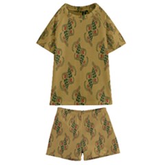 Flowers-001 Kids  Swim Tee And Shorts Set by nate14shop