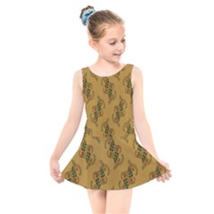 Flowers-001 Kids  Skater Dress Swimsuit by nate14shop