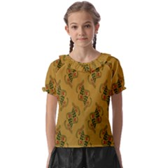 Flowers-001 Kids  Frill Chiffon Blouse by nate14shop