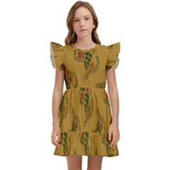 Flowers-001 Kids  Winged Sleeve Dress by nate14shop