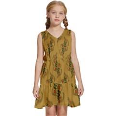 Flowers-001 Kids  Sleeveless Tiered Mini Dress by nate14shop