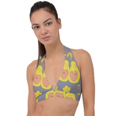 Avocado-yellow Halter Plunge Bikini Top by nate14shop