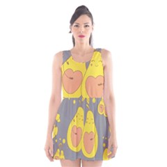 Avocado-yellow Scoop Neck Skater Dress by nate14shop