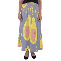 Avocado-yellow Flared Maxi Skirt by nate14shop