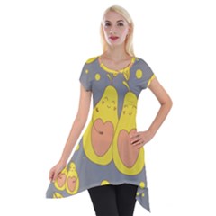 Avocado-yellow Short Sleeve Side Drop Tunic by nate14shop