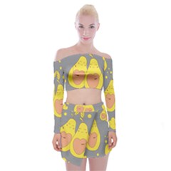 Avocado-yellow Off Shoulder Top With Mini Skirt Set by nate14shop