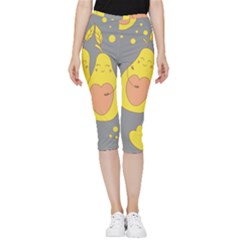 Avocado-yellow Inside Out Lightweight Velour Capri Leggings  by nate14shop