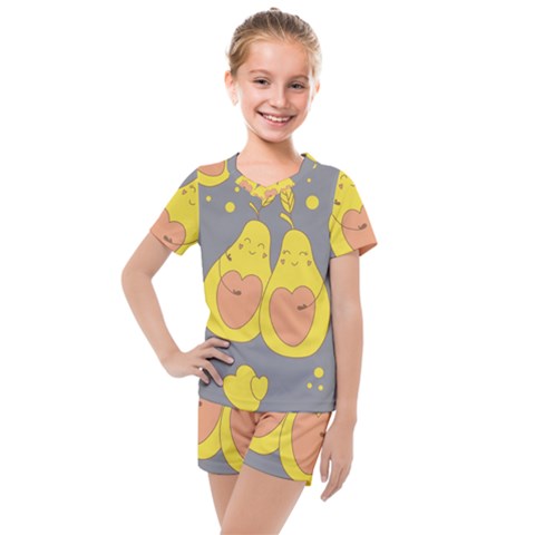 Avocado-yellow Kids  Mesh Tee And Shorts Set by nate14shop