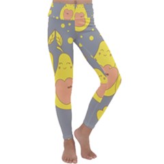 Avocado-yellow Kids  Lightweight Velour Classic Yoga Leggings by nate14shop