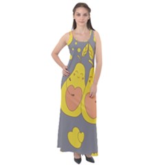 Avocado-yellow Sleeveless Velour Maxi Dress by nate14shop