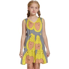 Avocado-yellow Kids  Sleeveless Tiered Mini Dress