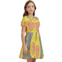 Avocado-yellow Kids  Bow Tie Puff Sleeve Dress View2