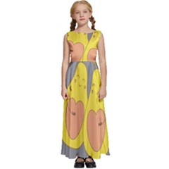 Avocado-yellow Kids  Satin Sleeveless Maxi Dress