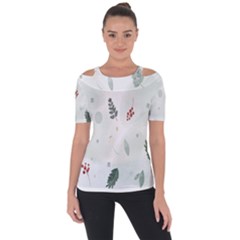 Background-white Abstrack Shoulder Cut Out Short Sleeve Top by nate14shop