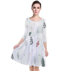 Background-white Abstrack Quarter Sleeve Waist Band Dress by nate14shop