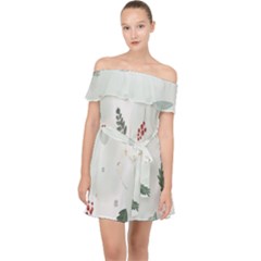 Background-white Abstrack Off Shoulder Chiffon Dress