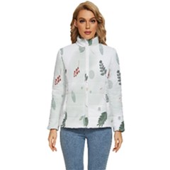 Background-white Abstrack Women s Puffer Bubble Jacket Coat