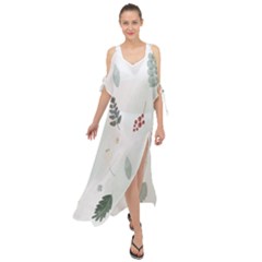 Background-white Abstrack Maxi Chiffon Cover Up Dress