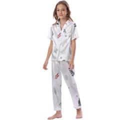 Background-white Abstrack Kids  Satin Short Sleeve Pajamas Set by nate14shop