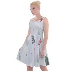 Background-white Abstrack Knee Length Skater Dress