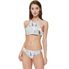 Background-white Abstrack Banded Triangle Bikini Set