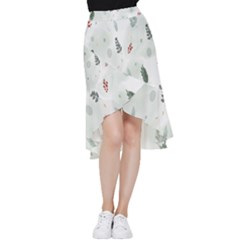 Background-white Abstrack Frill Hi Low Chiffon Skirt by nate14shop