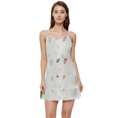 Background-white Abstrack Short Frill Dress