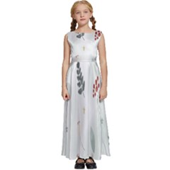 Background-white Abstrack Kids  Satin Sleeveless Maxi Dress